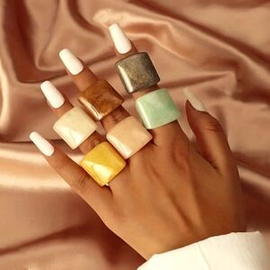 1 Pc Design Acrylic Resin Rings  Wide Thick Dome Knuckle Size 7.5